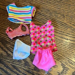 Vintage original Barbie swimsuit , tops and misc pieces
